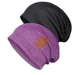 Senker 2 Pack Cotton Slouchy Beanie Hats, Chemo Headwear Caps for Women